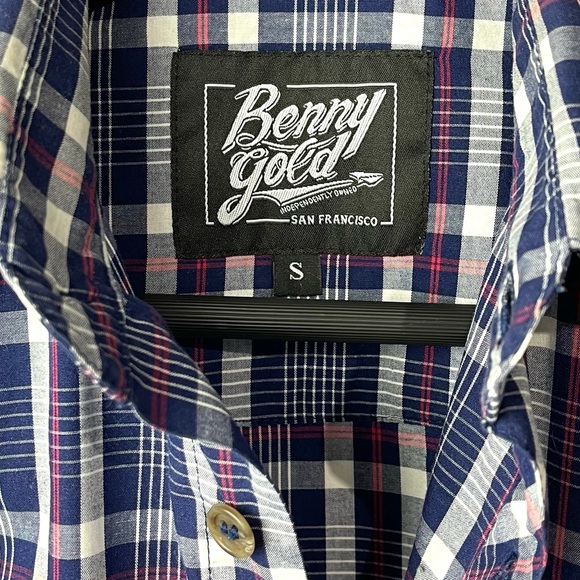 Benny Gold chambray plaid button up - Picture 5 of 16